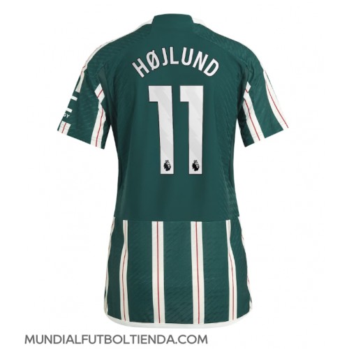 Camiseta Manchester United Rasmus Hojlund #11 Segunda Equipación Replica 2023-24 para mujer mangas cortas